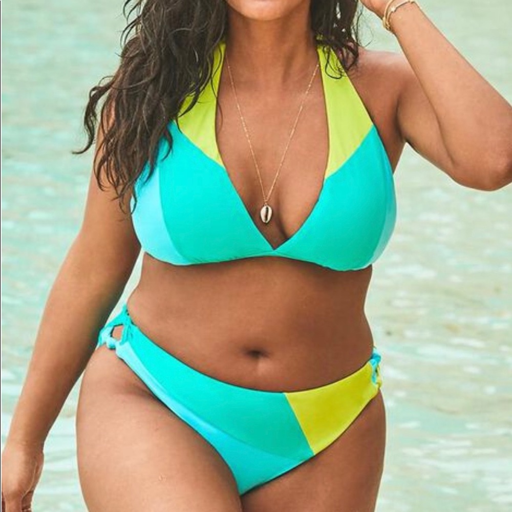 Baby Blue + Neon Green Swimsuit